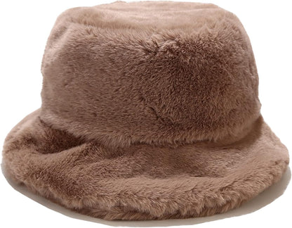 Women'S Winter Faux Fur Fuzzy Warm Bucket Hat