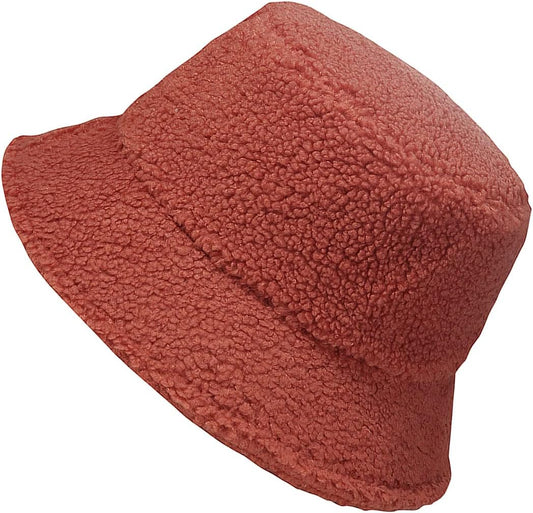 Women Fuzzy Sherpa Teddy Style Vintage Faux Fur Wool Bucket Hat