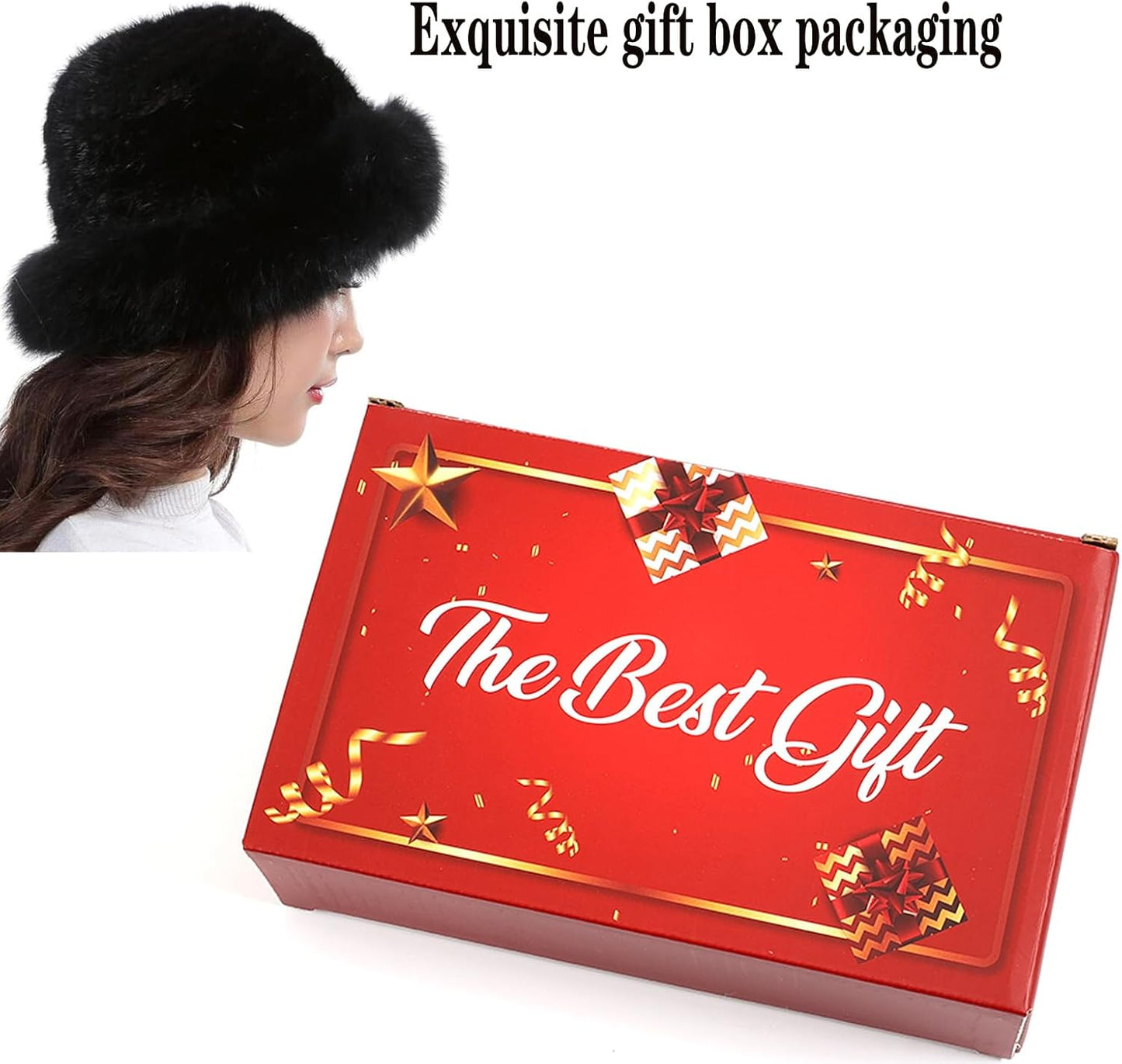 Mink Hat Real Fur Hat Knit Furry Womens Russian Hat Fur Hat for Women with Elastic