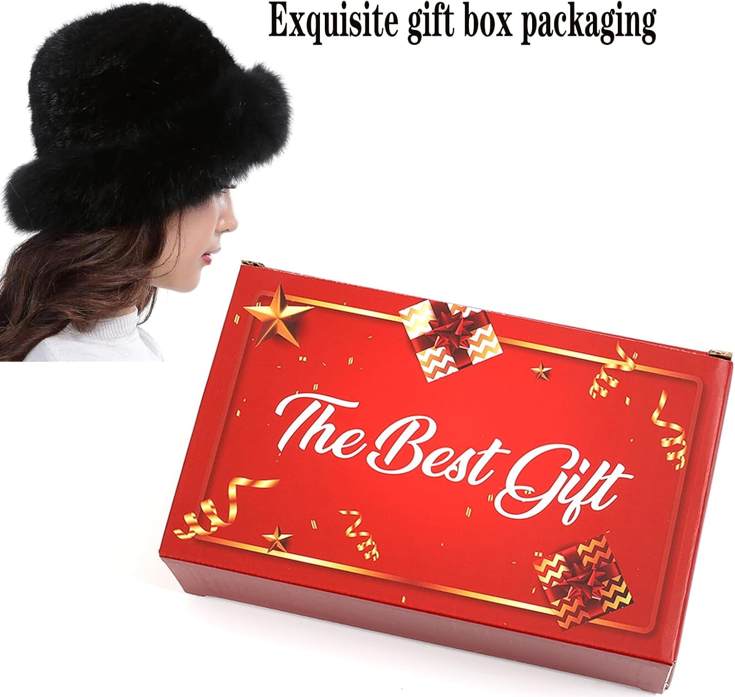 Mink Hat Real Fur Hat Knit Furry Womens Russian Hat Fur Hat for Women with Elastic