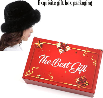 Mink Hat Real Fur Hat Knit Furry Womens Russian Hat Fur Hat for Women with Elastic