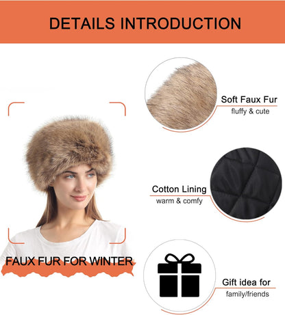 Women'S Winter Faux Fur Cossak Russian Style Hat Warm Cap