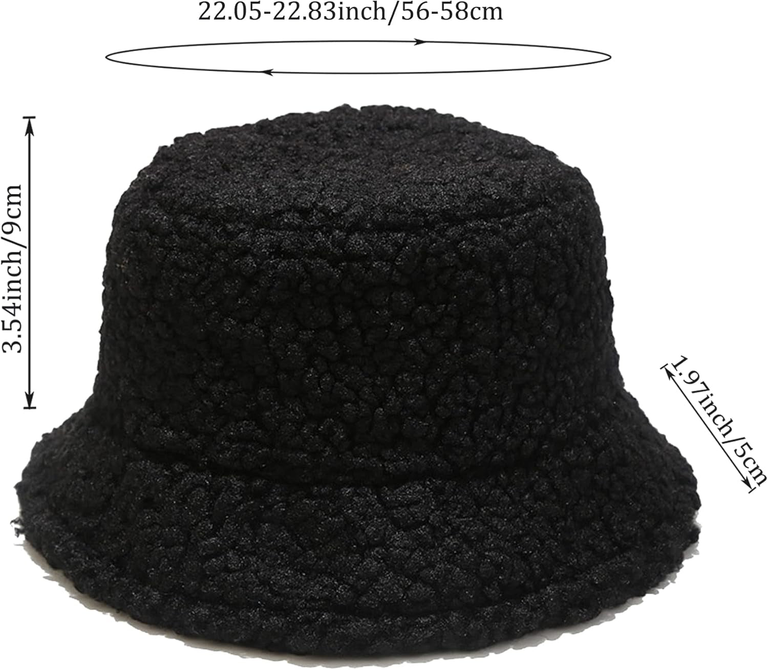 Winter Warm Plush Fuzzy Bucket Hat Faux Fur Shearling Fisherman Hats for Women