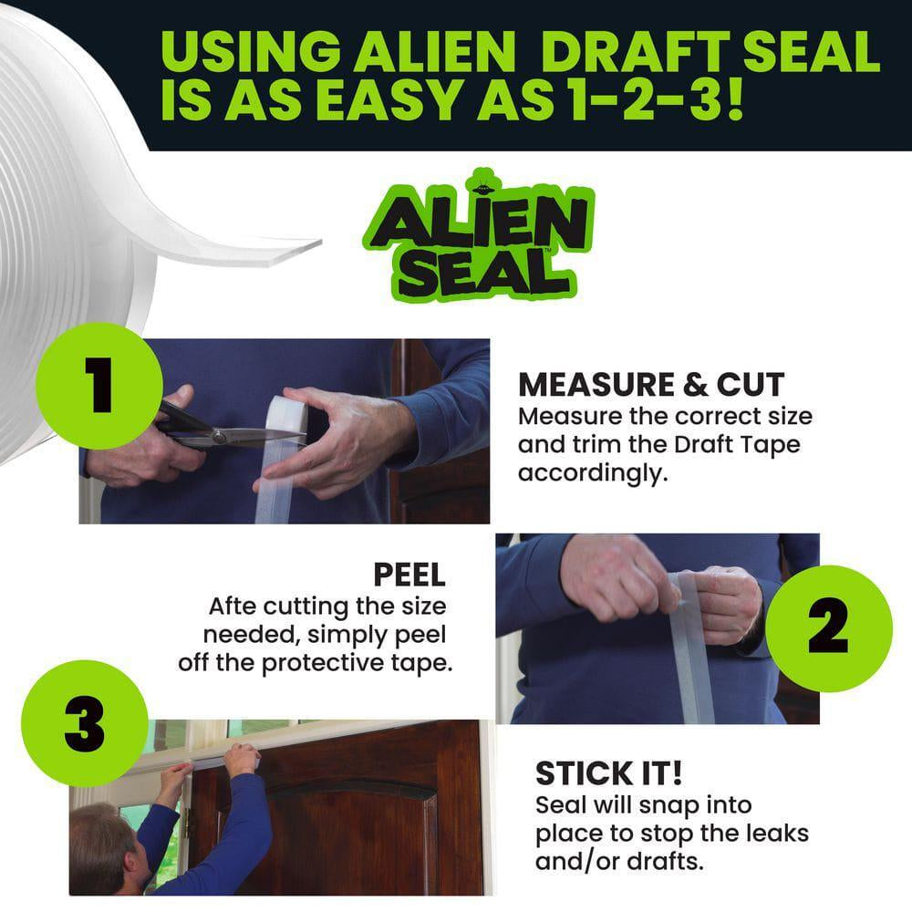 Alien Seal 1.4 In. X 49 Ft. Transparent Anti-Draft Insulation Seal Tape (3-Pack)