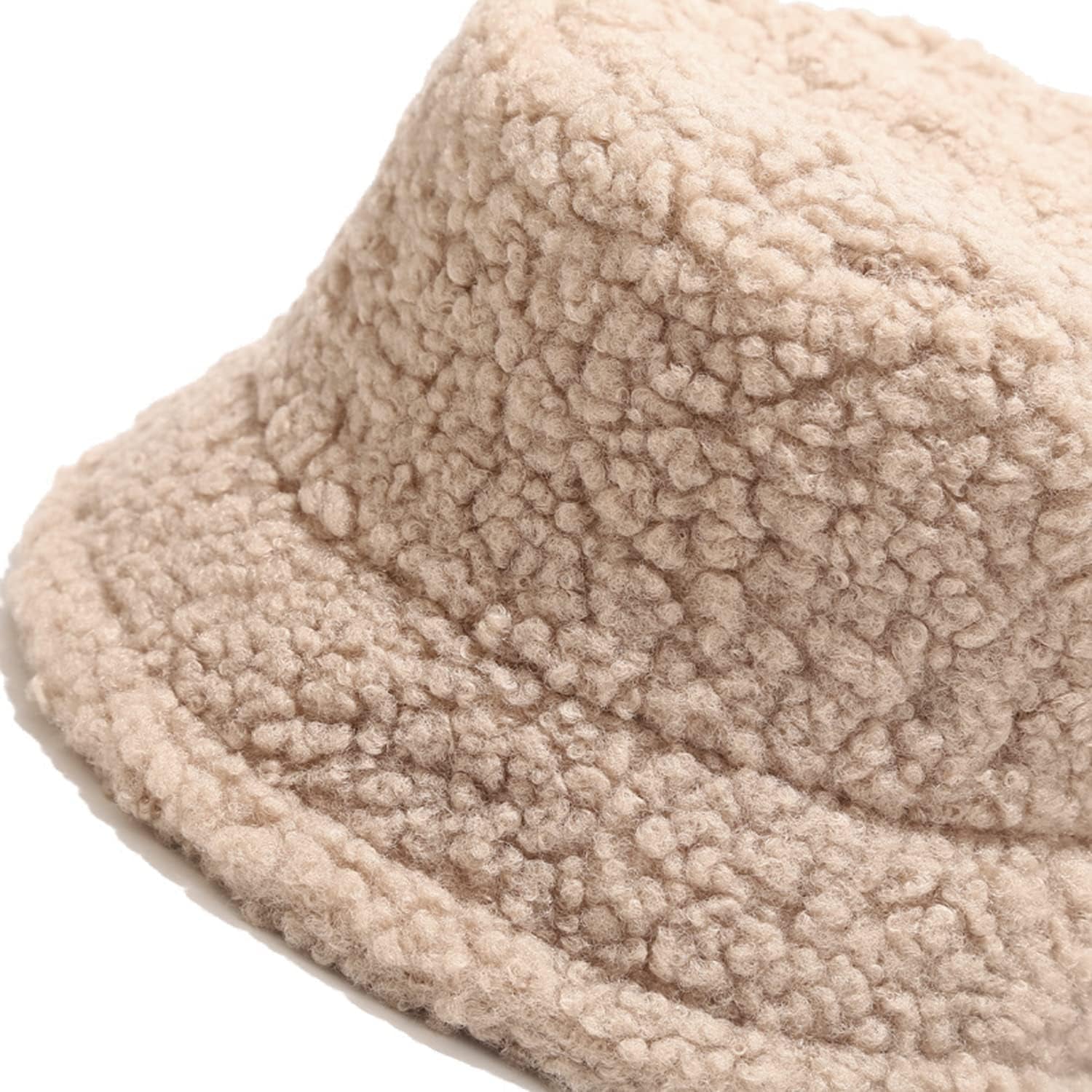 Winter Warm Plush Fuzzy Bucket Hat Faux Fur Shearling Fisherman Hats for Women