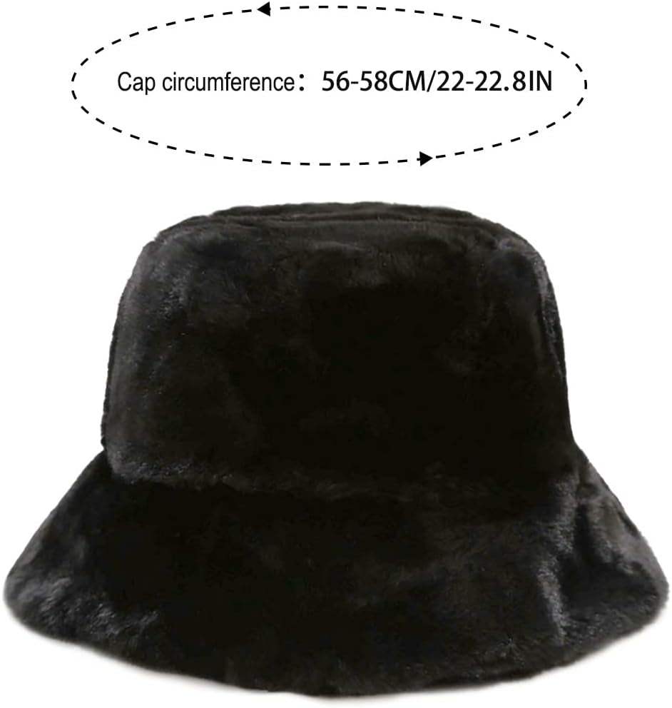 Faux Fur Bucket Hat – Fluffy Fuzzy Plush Warm Winter Hat Soft Cozy for Women Men Teens