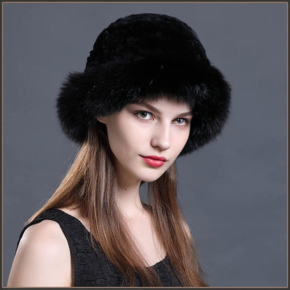 Mink Hat Real Fur Hat Knit Furry Womens Russian Hat Fur Hat for Women with Elastic