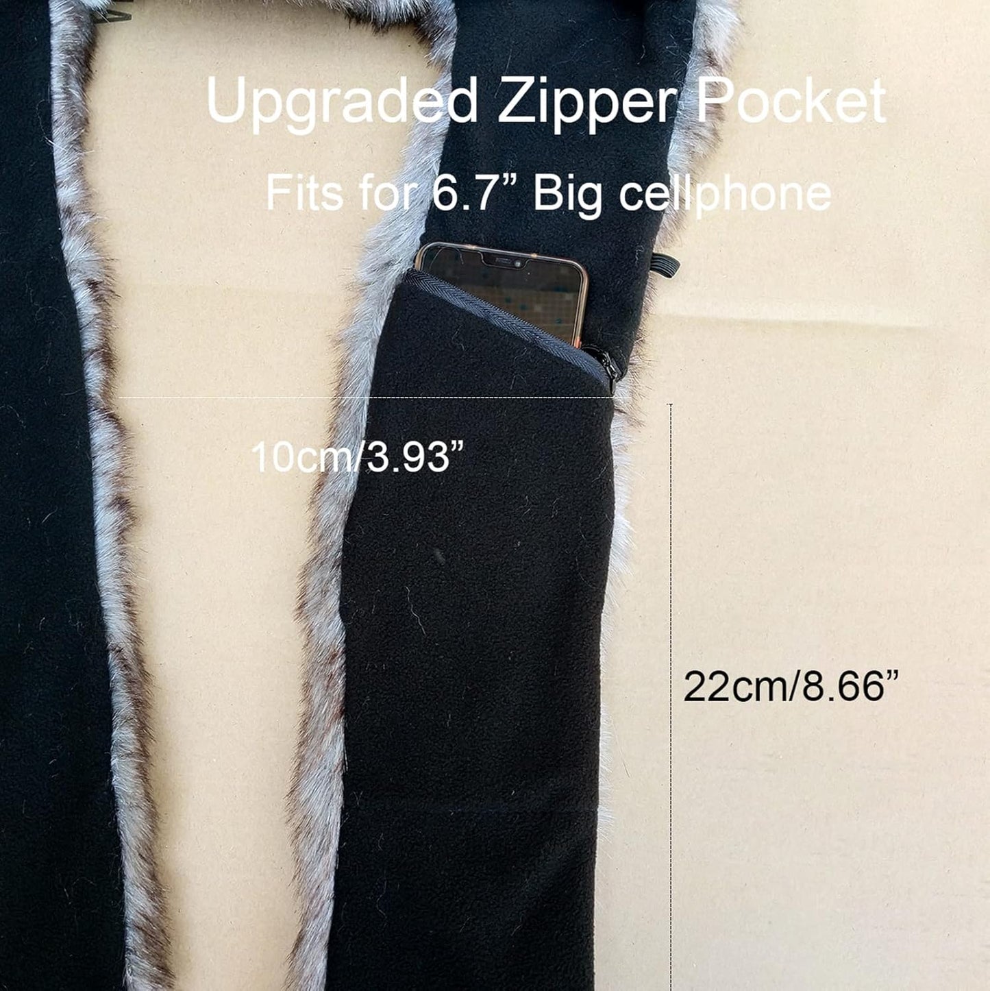 Animal Hat Faux Fur Hood Scarf Full Pockets Ear Flat Cap Hoodie Furry Gloves Party Costume (Gray Wolf)