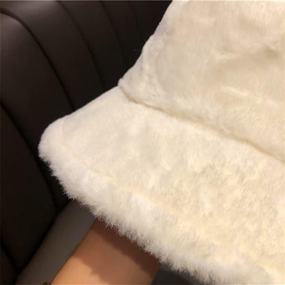 Faux Fur Bucket Hat – Fluffy Fuzzy Plush Warm Winter Hat Soft Cozy for Women Men Teens